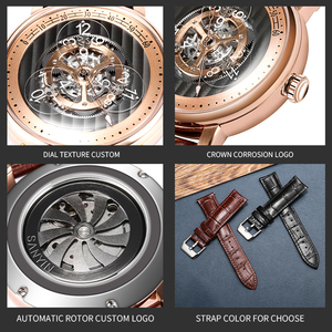 Reloj de pulsera para hombre OEM ODM automático mecánico con esfera esqueleto de hora viajera, acero 316L, logotipo personalizado, marca privada, venta al por mayor - Product Image 2
