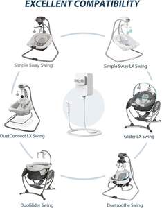 6FT สายไฟสวิง, อะไหล่สำหรับ duetsooduoglider สำหรับ <span class=keywords><strong>Graco</strong></span> <span class=keywords><strong>Baby</strong></span> Swing แบบง่าย/GLIDER lx/ Simple Sway LX, - Product Image 3
