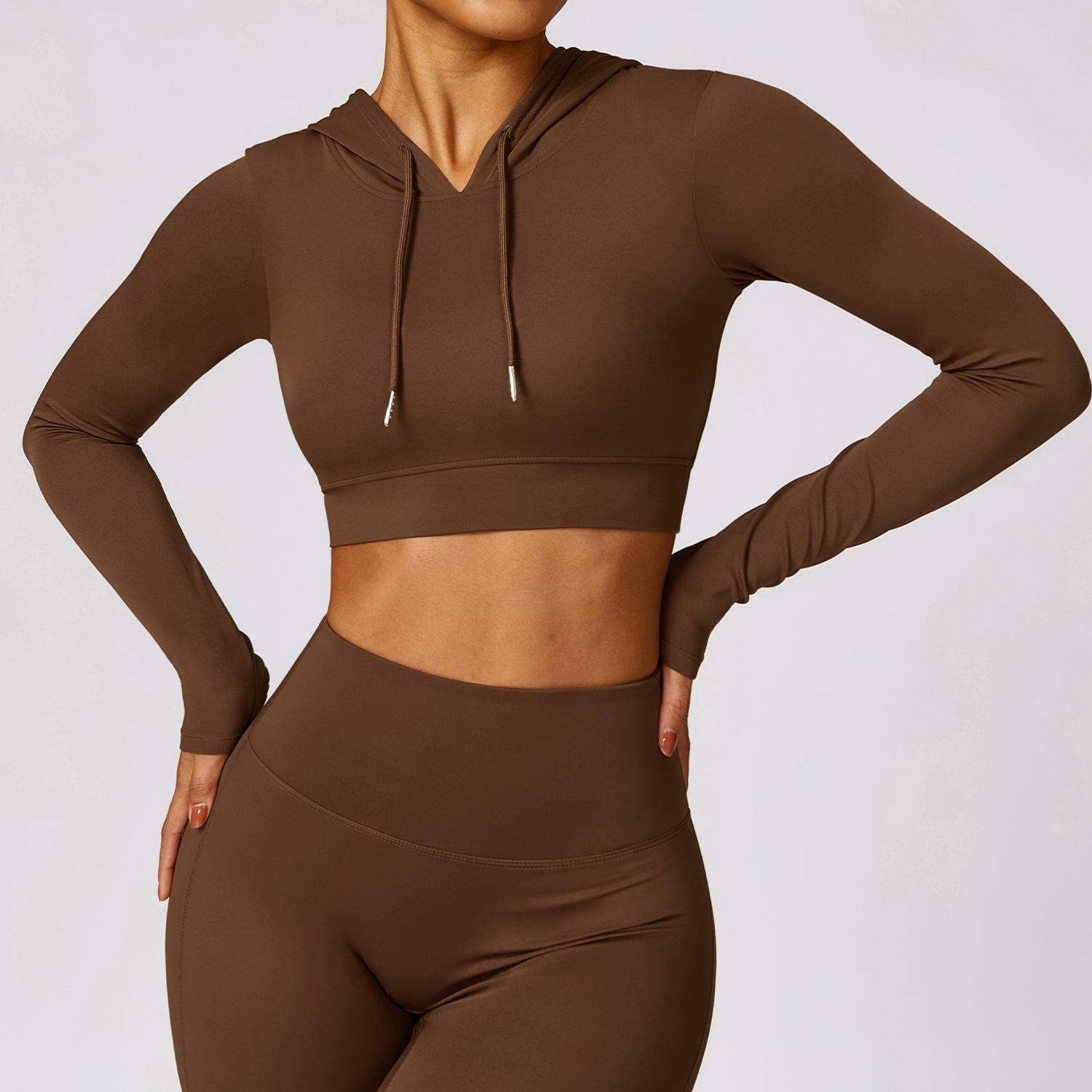 cropped long sleeves brown