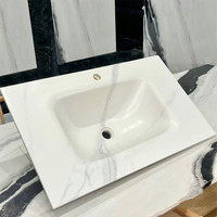 Lavabo de salle de bain blanc moderne monobloc à poser sur comptoir – Fabricant