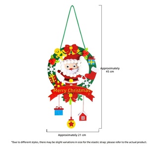 Couronne <span class=keywords><strong>de</strong></span> <span class=keywords><strong>Noël</strong></span> <span class=keywords><strong>de</strong></span> haute qualité avec lumières, faite à la main pour enfants, pendentif créatif DIY, <span class=keywords><strong>décoration</strong></span> <span class=keywords><strong>de</strong></span> <span class=keywords><strong>maternelle</strong></span> 21*45cm en tissu - Product Image 5