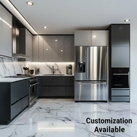 Meubles de cuisine modulaires en panneaux de particules sur mesure, en kit (RTA) pour la rénovation d'appartements et d'hôtels, commande en gros pour projets