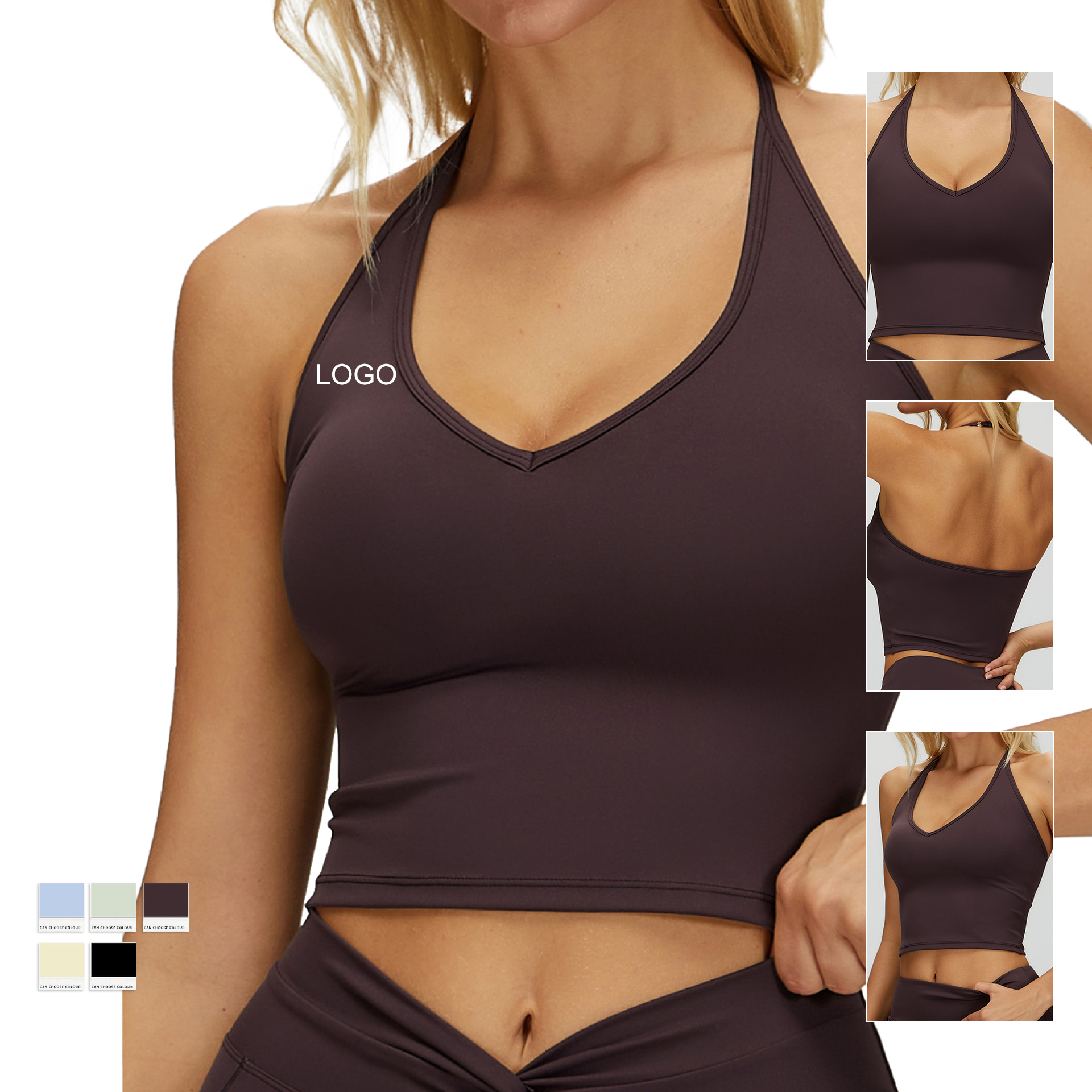 Halter Yoga Top Women Naked Feel Hollow Back Tight Sports Bra Running Fitness Yoga Wear Vest