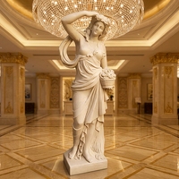 Patung Dewi Kelimpahan dari Marmer Putih Solid yang Dipesan Khusus, Seni Figuratif Neoklasik yang Dibuat dengan Tangan, Buatan Gereja, Pesanan Khusus, Global