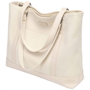 BSCI Factory Custom Logo Canvas <b>Laptop</b> Tote Work <b>Bag</b> for <b>Women</b> with 4 4Inch Computer Compartment Pockets Handbag - Product Image 1