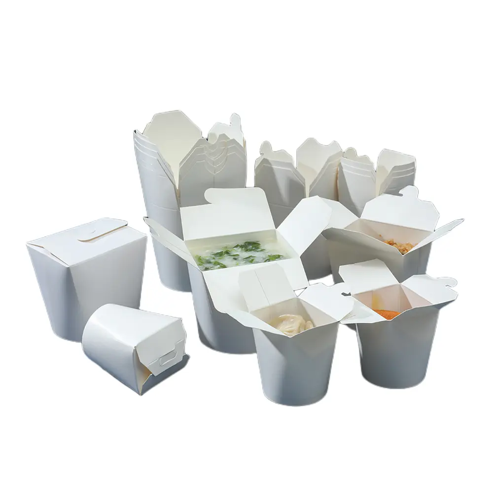 Einweg-Verpackung für individuelle biologisch abbaubare Fast-Food-Kartons zum Mitnehmen von Speisen Nudeln Reis Fast Food Snack Kraftpapierbox