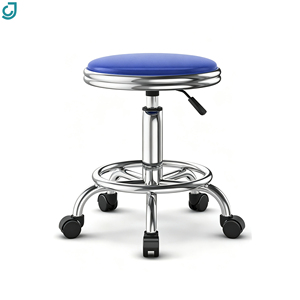 Tabouret de laboratoire réglable XYJ avec cadre en métal chromé, siège rond et repose-pieds pour laboratoire scolaire - Product Image 3
