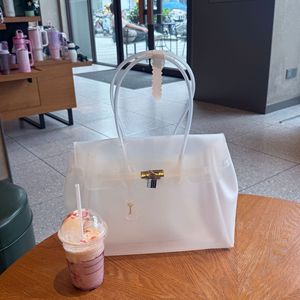 <span class=keywords><strong>Sac</strong></span> <span class=keywords><strong>à</strong></span> <span class=keywords><strong>main</strong></span> pliable Kiikii Jellybirkin Jelly TPU transparent grande capacité platine pour usage quotidien - Product Image 4