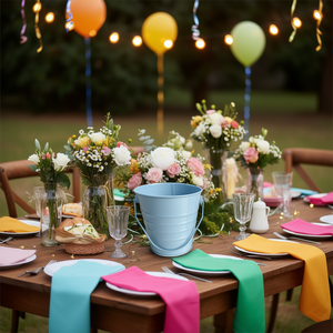 Cubo in Metallo Celeste 10x10.5cm per Decorazioni da Tavola per Feste - Product Image 3