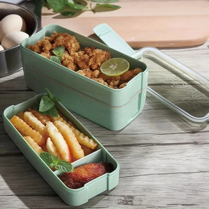 <b>Compartment</b> <b>Lunch</b> <b>Box</b> Plastic Portable Lunchbox Students Office Bento <b>Box</b> Microwave Food Containers with Chopsticks and Spoon - Product Image 1