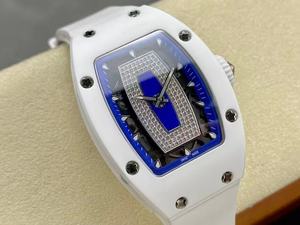 Reloj de Cerámica con Cristal de Zafiro, Movimiento Mecánico Automático, Resistente al Agua, de Alta Calidad, con Puntero de Goma, Marco Blanco y Diseño de Núcleo Azul - Product Image 2