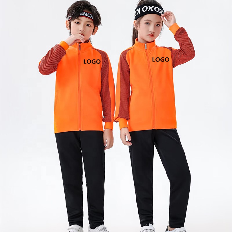 Mens Tracksuit Jacket Orange Hooded Set Lightweight