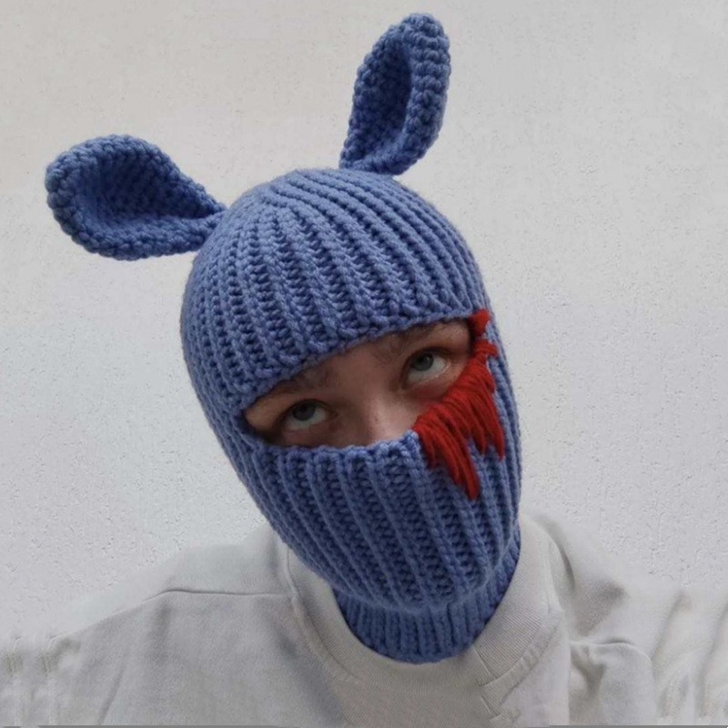 Cagoule Oreilles De Lapin Halloween - Tissu Acrylique Doux - Tailles Adulte (57-59 Cm) Et Enfant (50-54 Cm) - Plusieurs Couleurs - 7