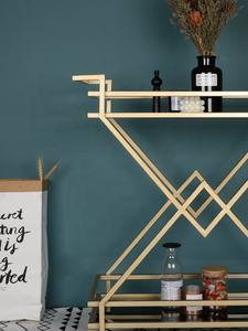 Moderne gouden ijzeren hotel trolley serveerwagen met mobiel sideboardkastje voor commercieel gebruik - Product Image 4