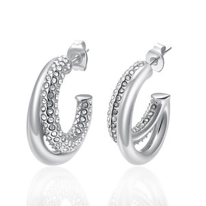 Vintage Wholesale Custom 316L Stainless Steel 14k 18k PVD Gold Plated Jewelry Fashion Zircon <b>Hoop</b> Designer Cc <b>Earrings</b> for Women - Product Image 5