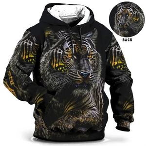 Modello Vintage animale <span class=keywords><strong>lupo</strong></span> essenziale con stampa 3d felpa con cappuccio top leopardato a manica lunga Casual felpa con cappuccio tigre felpa con cappuccio oversize da uomo - Product Image 5