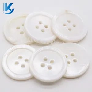 Ky Customized 4 hole brand name dyed washable buttons plastic pearl white resin laser buttons for shirt