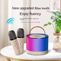 Mini Boombox, enceinte Bluetooth, lumière ambiante LED, enceinte karaoké pour enfants avec double microphone, mini caisson de basses