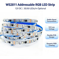 Bande lumineuse LED RGB WS2811 12V 30/60 LED/m, effet de poursuite, éclairage dynamique programmable, pixels adressables, bande lumineuse flexible
