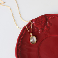 Collar con Colgante de Gota de Agua de Acero Inoxidable Estilo Vintage, Cadena de Eslabones Chapada en Oro de 18K, 18 Pulgadas, Aniversario