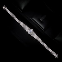 018207 Parure de bijoux de mariée 4 pièces en laiton, zircone cubique en forme de poire, entièrement pavée, comprenant collier, boucles d'oreilles pendantes, bracelet et bague, pour mariage