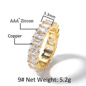 UWIN Hip Hop Ha Ghiacciato Fuori Baguette <span class=keywords><strong>Anello</strong></span> 5 millimetri 7 millimetri Piazza CZ Rhodium Placcato 1 Fila Degli Uomini Delle Donne Del Partito anelli Dei Monili - Product Image 5