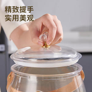 Jarra de agua de vidrio para el hogar con grifo, contenedor de bebidas frías de gran capacidad para jugo, té y fiestas. - Product Image 3