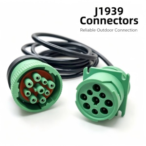 Kabel Ekstensi Mobil XIN YING YMX-0002 J1939 Tipe 2 7FT Inti Tembaga Konektor 9-Pin Berpelindung Kepang Hitam AWG24 - Product Image 1