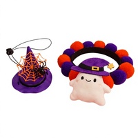 Ensemble de costumes d'Halloween pour animaux de compagnie : Bandeau, chapeau de sorcière, collier et accessoires fantôme et araignée pour chats et chiens