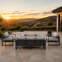 Ensemble de mobilier de salon extérieur en aluminium de luxe moderne pour terrasse, résistant aux intempéries, avec canapé et foyer