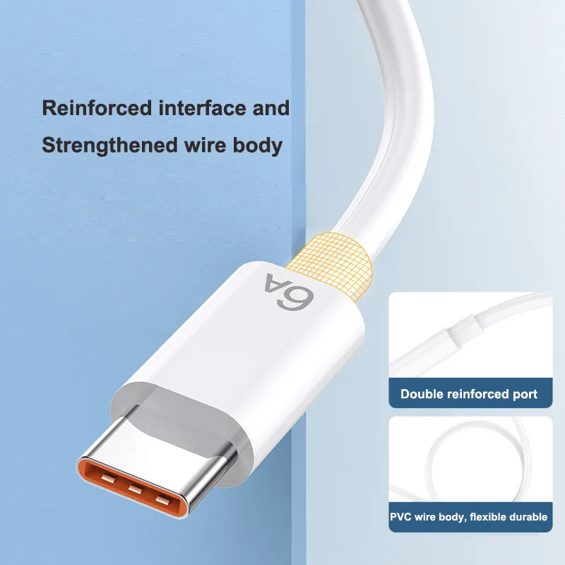 Best Selling 1M 3.3ft 6A Phone Charge Data Cable USB A to C usb-c Cable For Xiaomi HUAWEI OPPO Samsung Phone
