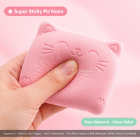 Coussin chat jouet Southpeak, Squishy super collant à remontée lente en PU, jouet anti-stress 8x6cm, 3 couleurs, certifié CE EN71, emballage OPP, fabrication OEM WS