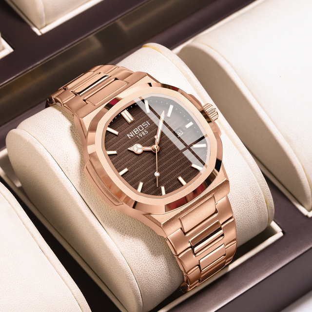 2025 New NIBOSI 2632 Watch Business Waterproof Male Clock Luminous Date Stainless Steel Square Quartz Men Watch