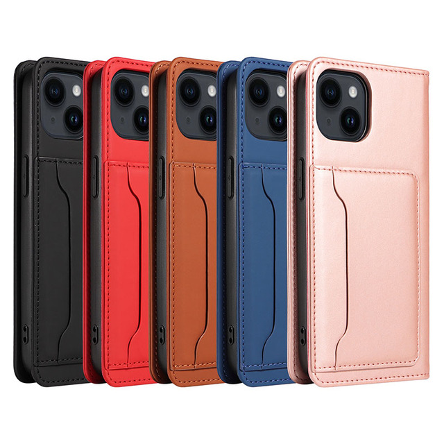 PU Leather Magnetic Flip Protective Back Cover with Card Slot Wallet Hot Sale Phone Case for iPhone 15 Pro Max 14 13 12 Pro
