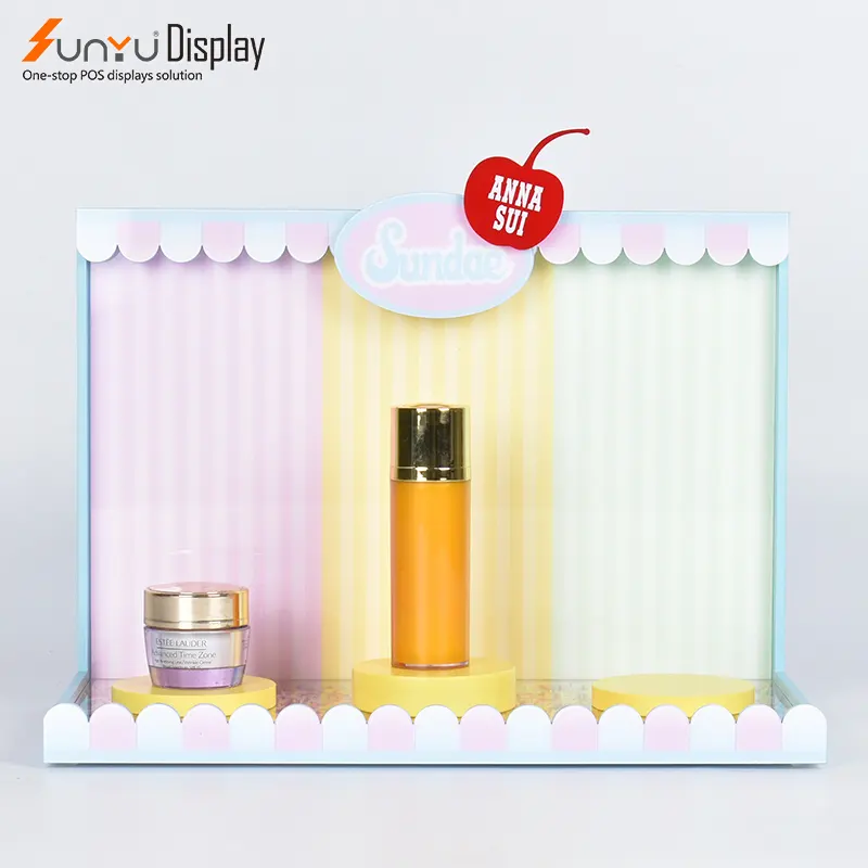 Novo Design Perfume Display Stand Countertop Custom Acrílico Cosméticos Maquiagem Display Stand Varejo