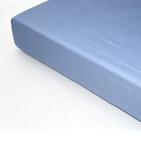 Parure de lit 4 pièces en coton polyester bleu clair, luxe, simple et unie, comprenant drap plat, drap-housse et taies d'oreiller pour chambre à coucher