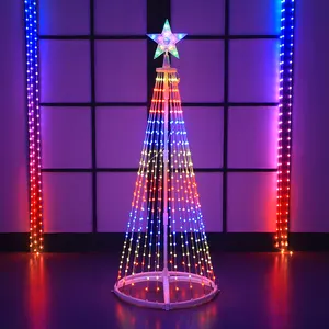 جديد في 2024 إضاءة شبكية جارلاند مزودة بوصلة USB إضاءة شبكية مخروطية للمناطق الداخلية والخارجية إضاءة شجرة عيد الميلاد لتزيين غرف النوم