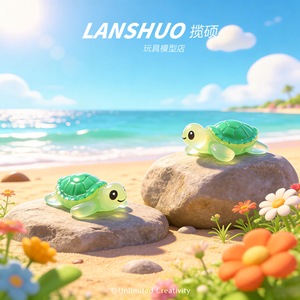 Lanshuo Mini <b>Turtle</b> Figurine Green Glow In Dark Resin Aquarium Decoration Diy Ornament For Marine <b>Tank</b> - Product Image 3