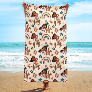 Toallas de Playa de Microfibra para Niños, Poncho con Capucha, Paño de Terry Personalizado, Bonito, Princesa del Mar - Product Image 5