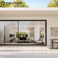Puertas Corredizas Panorámicas de Aluminio de Alta Resistencia con Rotura de Puente Térmico, Puerta Exterior para Patio, Eficiencia Energética Low-E, Seguridad y Protección Contra Insectos