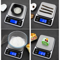Báscula de cocina de pesaje de dieta de alimentos precisa inteligente 5kg 10kg báscula de balanza de cocina de acero inoxidable