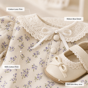 Ensemble Barboteuse Vintage à Motifs Floraux pour <span class=keywords><strong>Poupée</strong></span> <span class=keywords><strong>Reborn</strong></span> 43cm, Bonnet en Coton et Dentelle, Chaussettes, Chaussures Mary Jane à Semelle Souple, Tenues Personnalisées OEM/ODM - Product Image 3