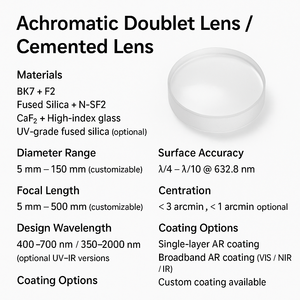 Lente Acromática Cementada de Alta Performance para Sistemas de Medição Óptica - Fornecimento Direto da Fábrica - Product Image 4