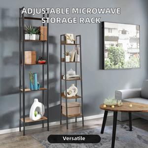 Étagère à livres <span class=keywords><strong>vintage</strong></span> à 5 niveaux, écologique, étroite, en forme d'échelle, pour la maison, le bureau, le salon, la chambre, la <span class=keywords><strong>cuisine</strong></span>, brun rustique - Product Image 2