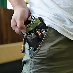 тактический фонарик мини чехол Suppliers-Pocket Wallet Card Coin Purse Mini EDC Gadget Bag Shoulder Strap Bag for Flashlight Folding Knife Tactical pen Notebook