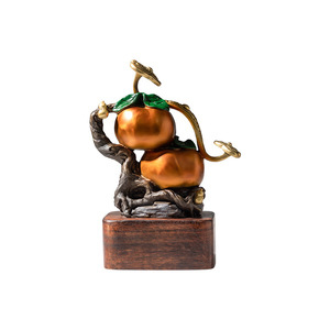 Adorno de Cobre Ruyi Persimmon para Decoración de Escritorio Feng Shui, Regalo de Oficina, Pieza Única - Product Image 1