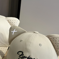 Casquette de baseball mignonne à oreilles de chat, broderie lettre, pois, visière courte, couronne ronde réglable, coupe-vent, respirante pour femme