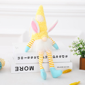 Muñeco Gnomo Conejo de Patas Largas con <span class=keywords><strong>Luz</strong></span> LED Blanca Cálida, Muñeco sin Rostro de Pascua, Decoración <span class=keywords><strong>para</strong></span> Ventanas, Adorno de Duende Pastel - Product Image 2