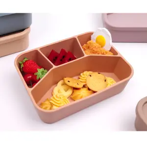 Hot Selling Food Grade Silicone Lunch Box Kids Lunch Box With 4 Compartments