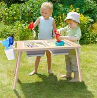 Table de jeu d'intérieur pour enfants Table à dessin artistique Table de jeu sensorielle en bois pour enfants avec couvercle et 3 bacs de rangement